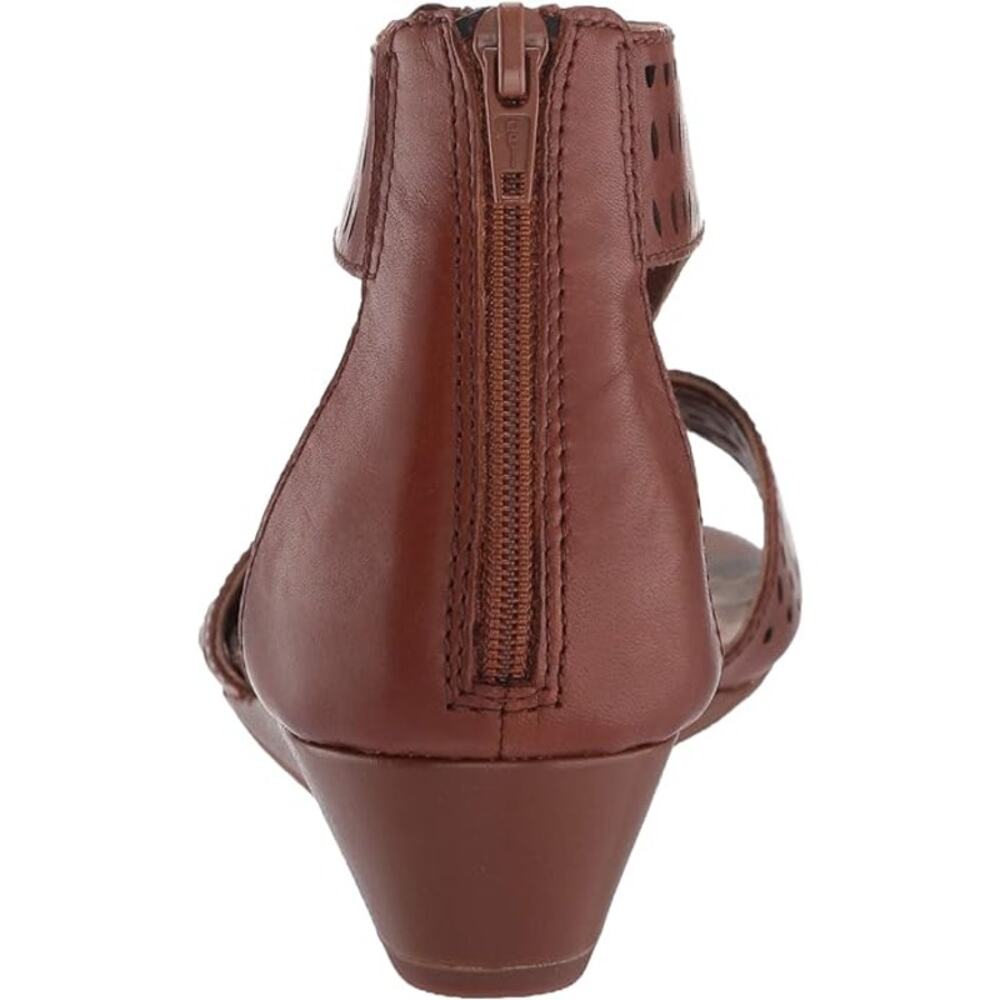 Clarks Women's Shoes Abigail Ruby Perforated Leather Dark Tan Sandal Size 8.5W - Picture 3 of 13